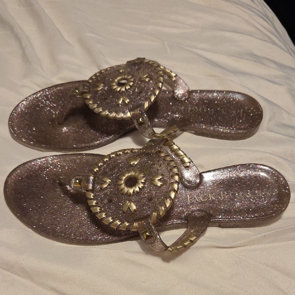 Jack Rogers Brown Gold Sandals with Elegant Medallion - Picture 6 of 7